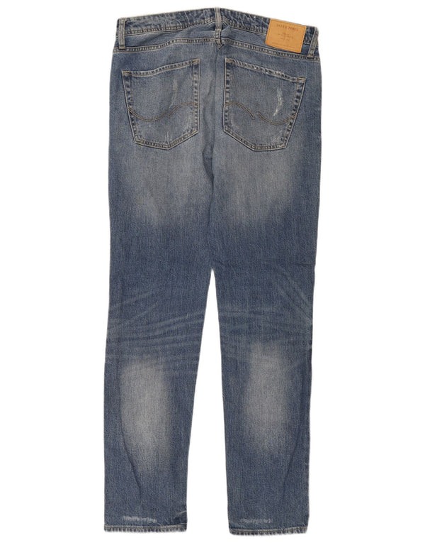 Jack & Jones Herren Tim Distressed Slim Jeans W32 L34 Blaue Baumwolle