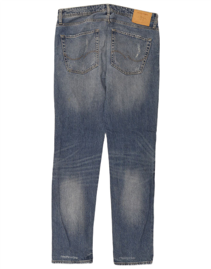 Jack & Jones Herren Tim Distressed Slim Jeans W32 L34 Blaue Baumwolle
