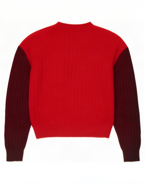 Marks & Spencer Womens Crew Neck Jumper Sweater UK 10 Small Red Colourblock