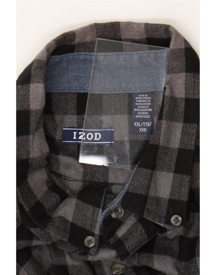 IZOD Herren Flanellhemd 2XL Grau kariert