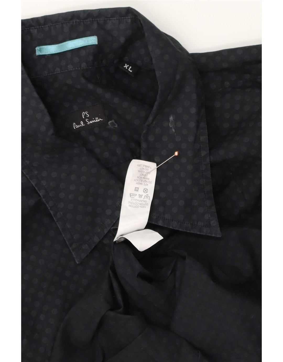 Paul Smith Herren-Hemd mit klassischer Passform XL, schwarz gefleckte Baumwolle