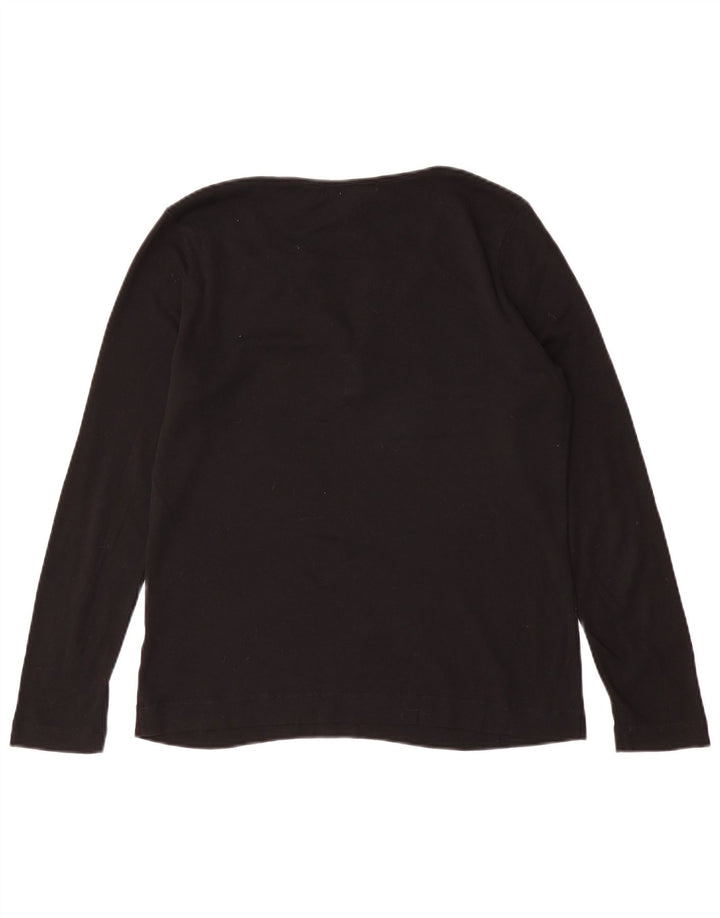 RALPH LAUREN Damen Top Langarm UK 16 Große schwarze Baumwolle