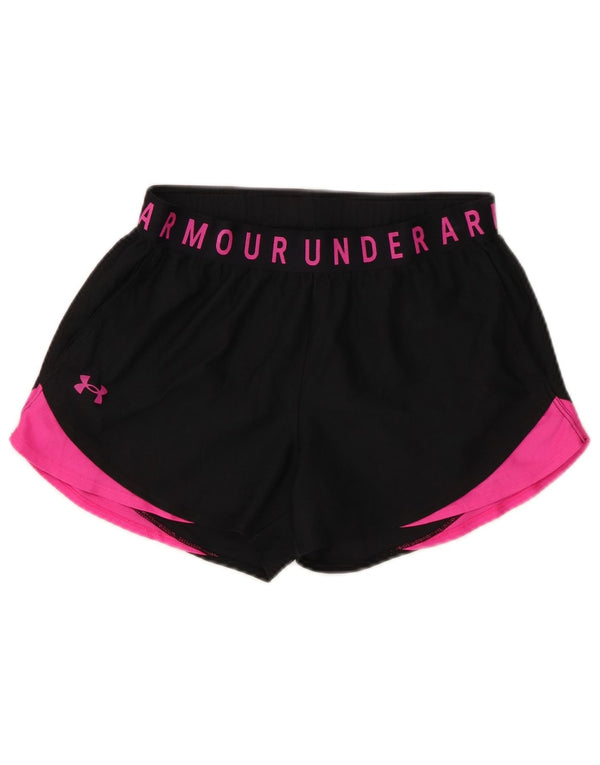Under Armour Damen Graphic Sport Shorts UK 10 Small Schwarz Farbblock