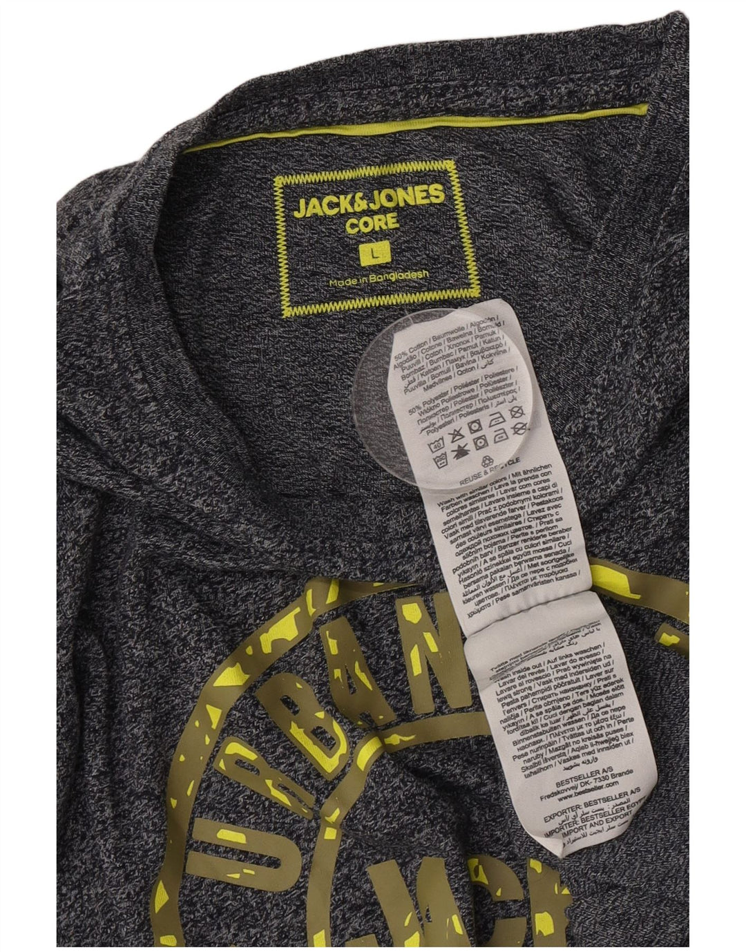 Jack & Jones Herren Core Graphic T-Shirt-Oberteil, groß, grau gefleckte Baumwolle
