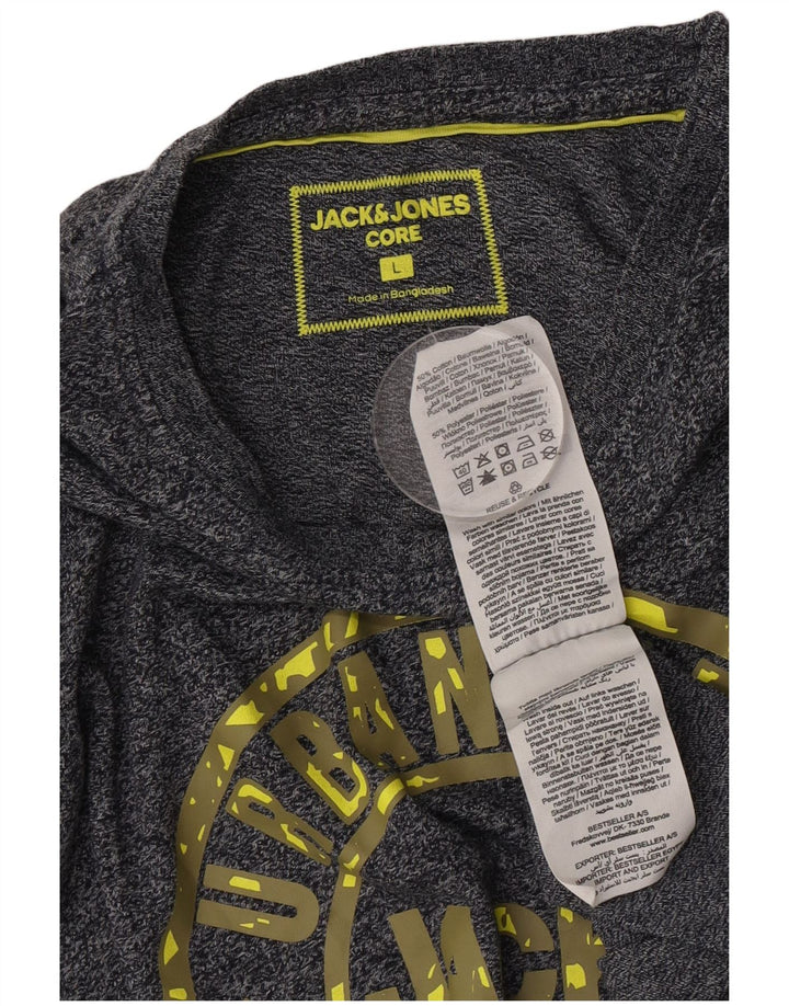 Jack & Jones Herren Core Graphic T-Shirt-Oberteil, groß, grau gefleckte Baumwolle
