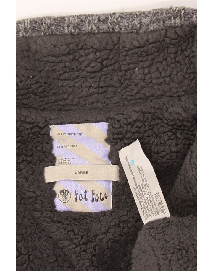 FAT FACE Herren-Pullover mit Reißverschluss am Hals, große graue Lammwolle