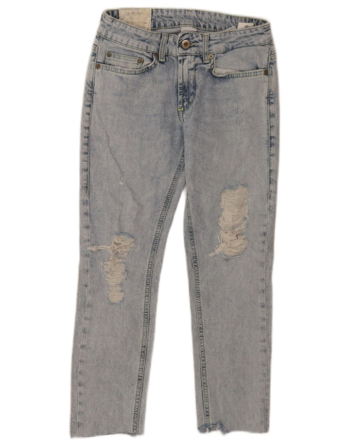 Dondup Damen Distressed-Cropped-Jeans W26 L23 Blaue Baumwolle