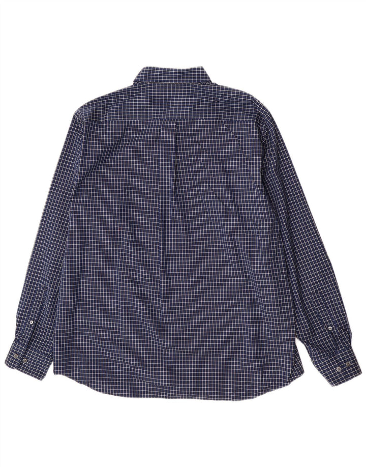 Eddie Bauer Herrenhemd, groß, marineblau, kariert, Baumwolle