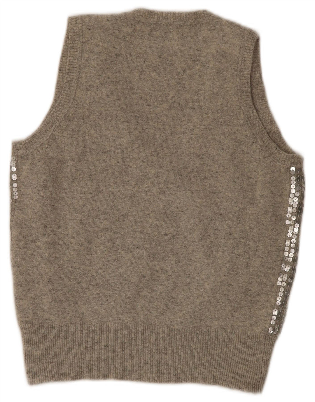 Liu Jo Damen Crop Pailletten Weste Tank Top IT 42 Mittelgraue Wolle