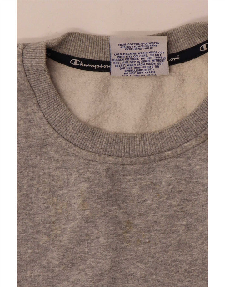 Champion Damen Crop Graphic Sweatshirt Pullover UK 14 Mittelgrau meliert