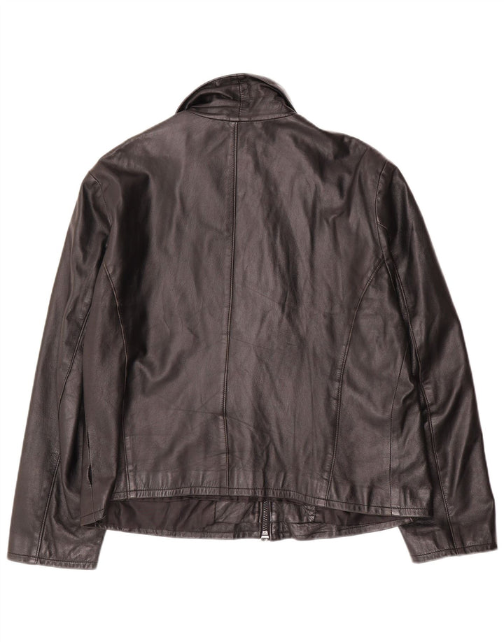 VINTAGE Damen Lederjacke UK 16 Großes schwarzes Leder