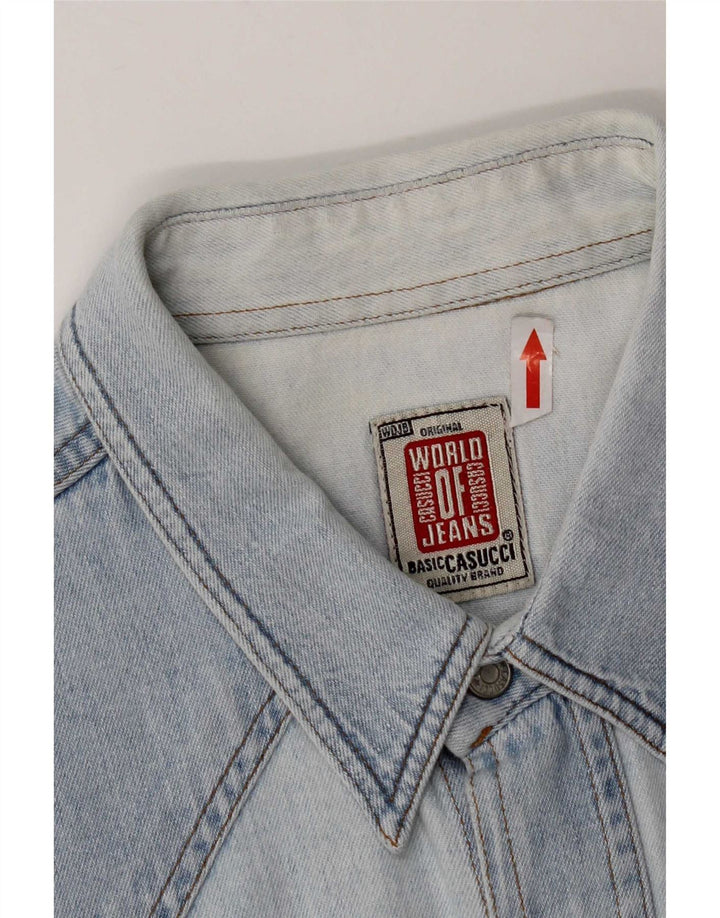 Casucci Herren-Jeanshemd XL, blaue Baumwolle