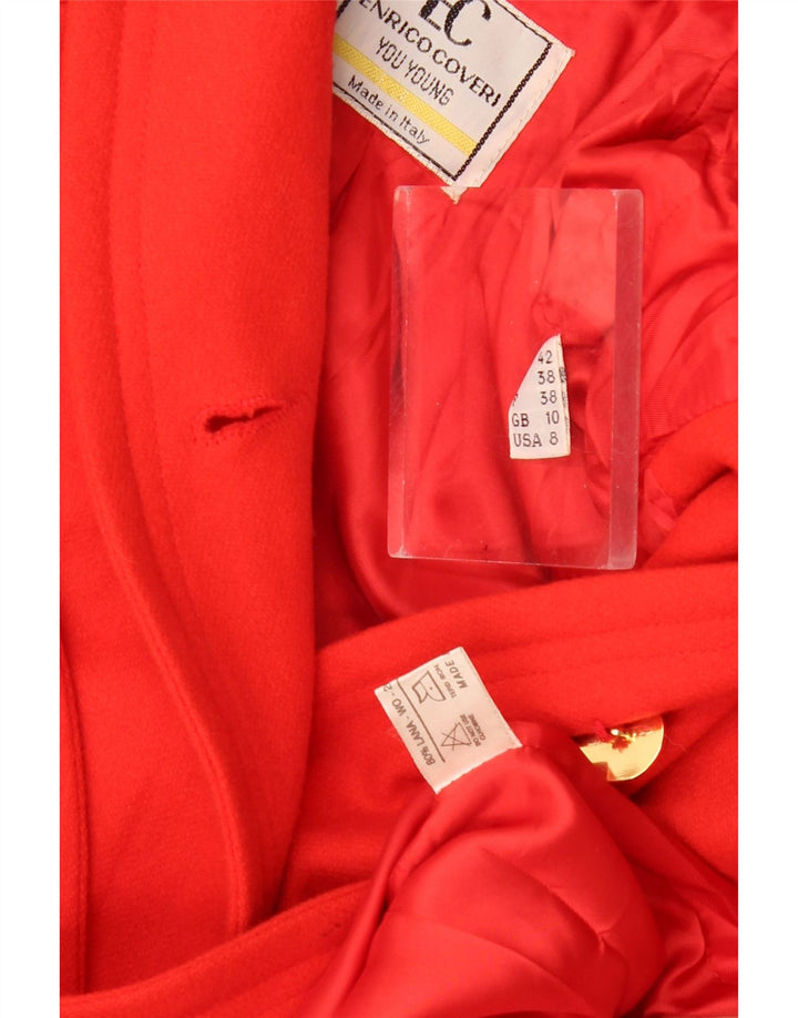 Enrico Coveri Damen-Blazer, übergroß, mit 5 Knöpfen, UK 10, Größe S, rote Wolle
