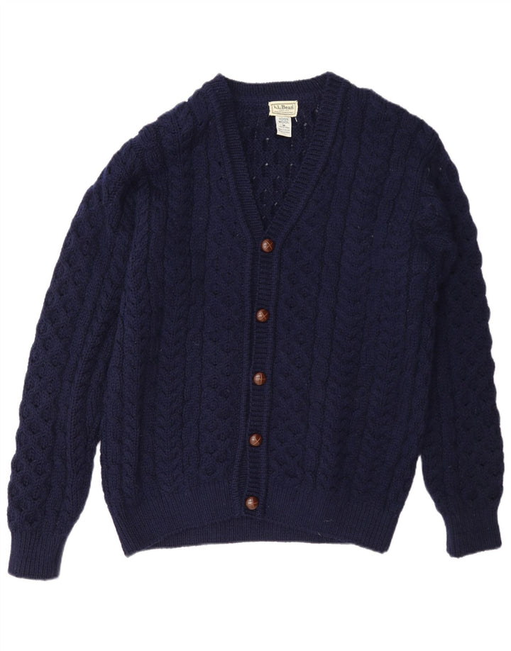 L.L.Bean Herren-Strickjacke aus mittelblauer Wolle in Marineblau