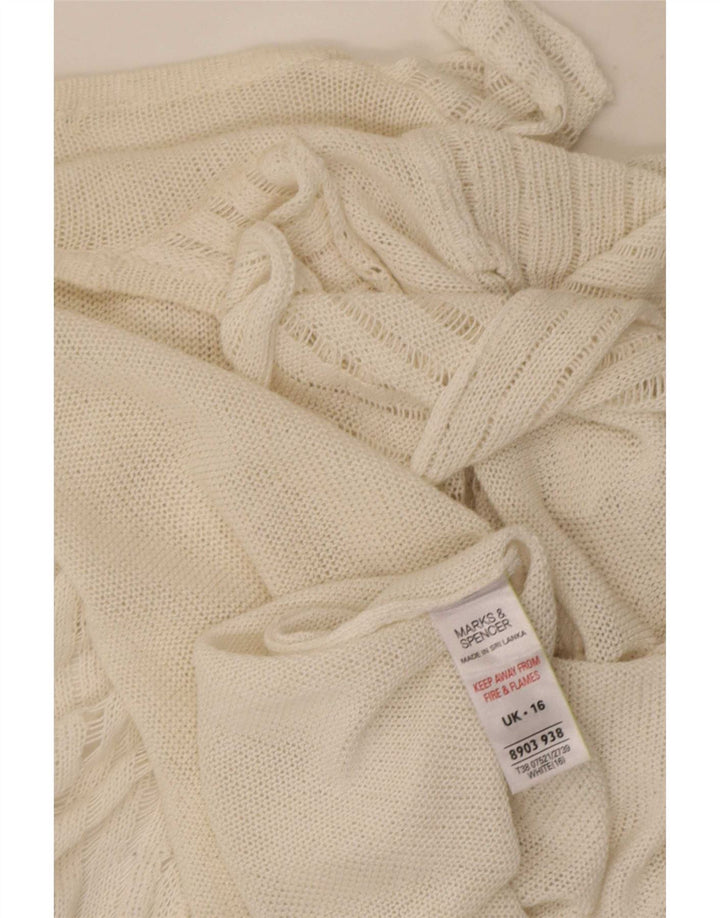 Marks & Spencer Damen-Cardigan mit Rüschen vorne, offen, Gr. 16, Weiß