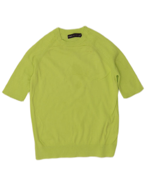 Marks & Spencer Damen-Pullover, kurzärmelig, Rundhalsausschnitt, Gr. 6, XS, Grün