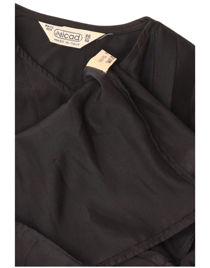 VINTAGE Damen Hemdbluse IT 46 Großes schwarzes Polyester