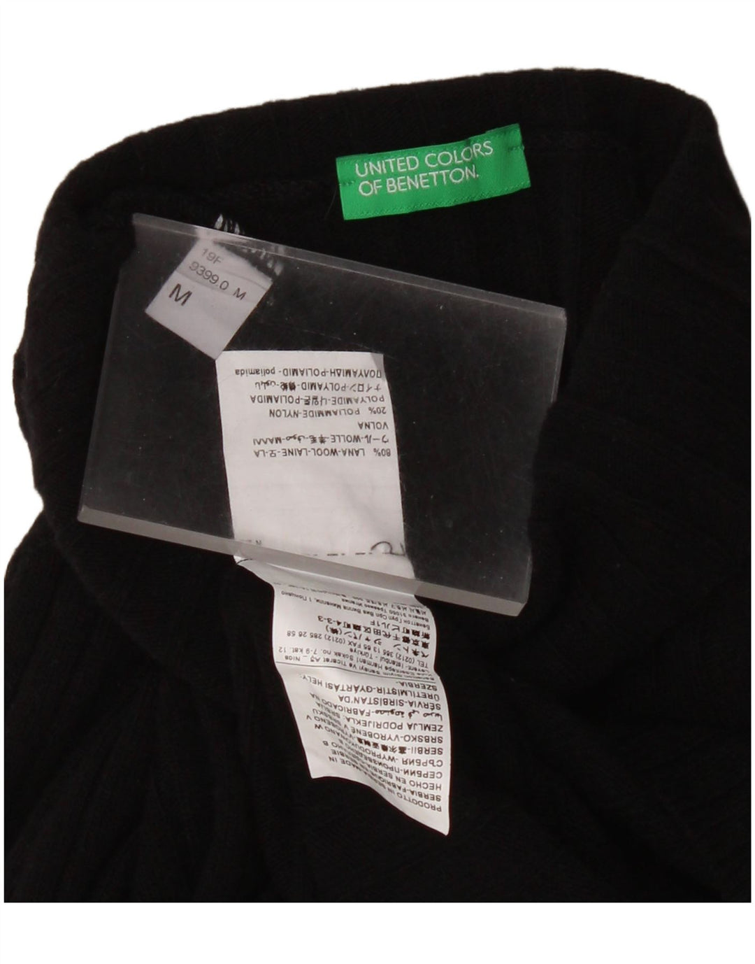 Benetton Damen-Pullover mit Rollkragen, UK 12, Mittelschwarz, Farbblock