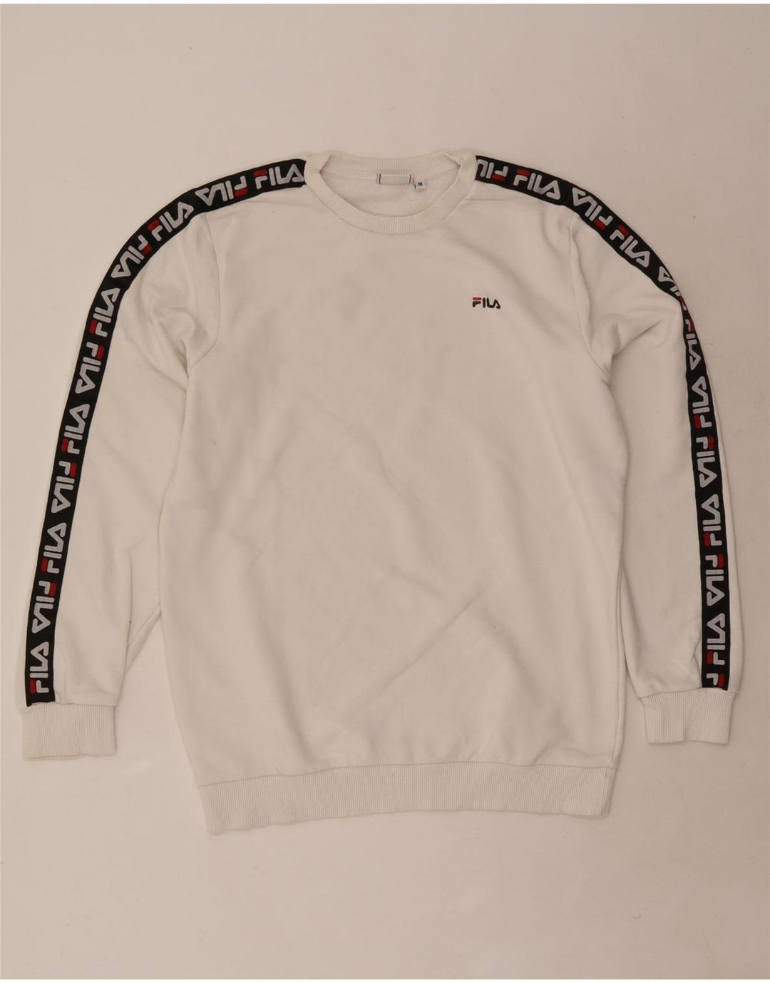 Fila Herren Grafik-Sweatshirt-Pullover aus mittelweißer Colourblock-Baumwolle