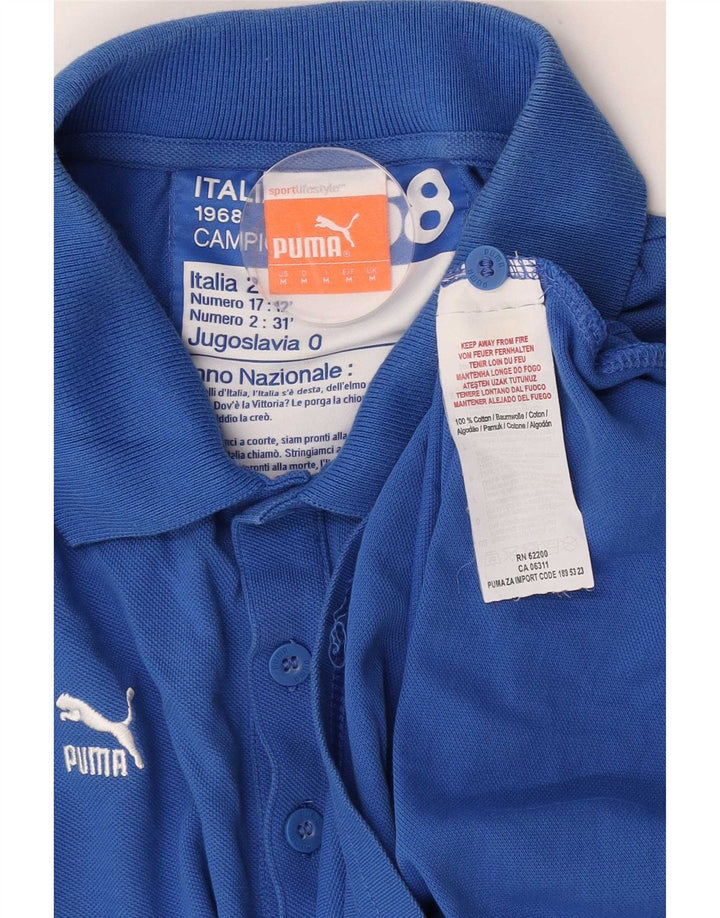 Puma Herren-Poloshirt mit Grafik, mittelblaue Baumwolle
