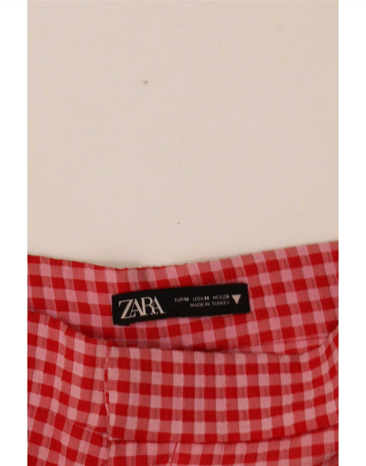Kurze Hose von Zara für Damen, mittelgroß, W28, L25, roter Gingham