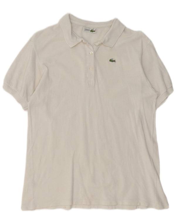 Lacoste Damen Poloshirt Größe 46 XL Weiße Baumwolle