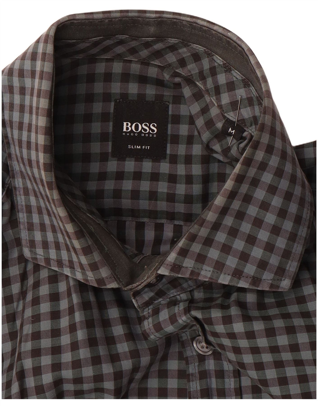 HUGO BOSS Slim-Fit-Hemd für Herren in Mittelgrau mit Karomuster