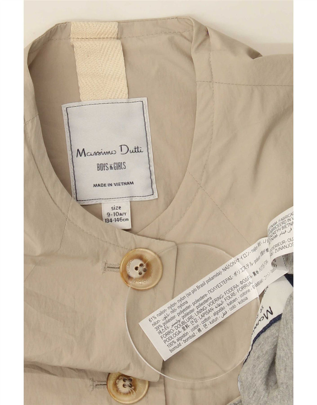 Massimo Dutti Mädchen-Trenchcoat, 9–10 Jahre, graues Nylon