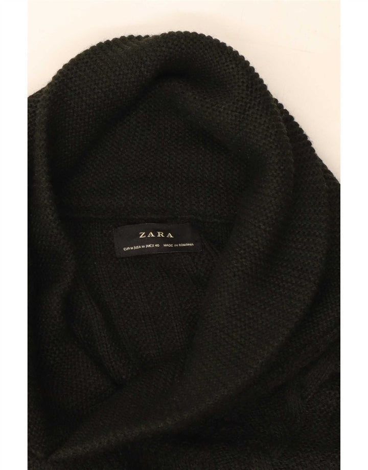 Zara Herren-Pullover mit Schalkragen, Mittelgrün