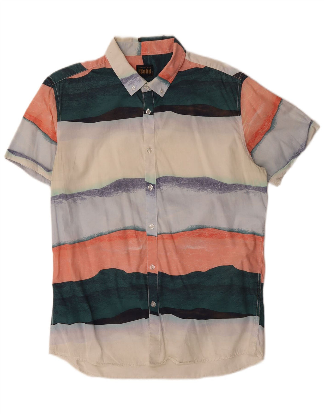 VINTAGE Mens Short Sleeve Shirt Large Multicoloured Striped