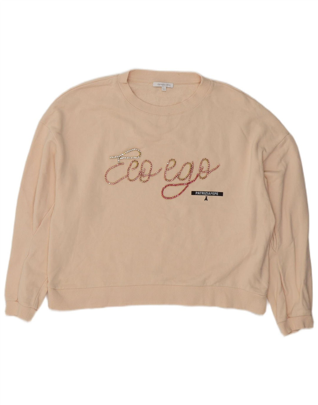 Patrizia Pepe Damen Grafik-Sweatshirt-Pullover UK 14 Large Beige Baumwolle