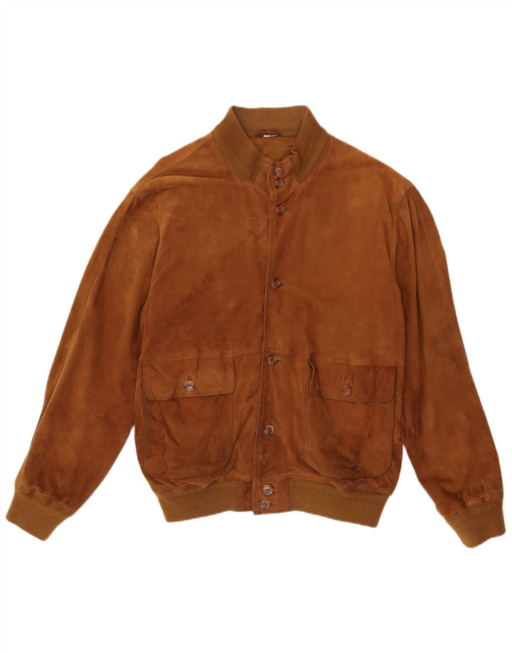 Vintage Herren Wildleder Bomberjacke IT 55 2XL Braunes Leder