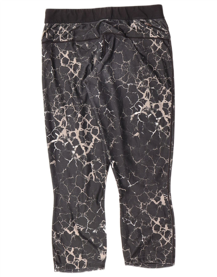 NIKE Womens Dri Fit Abstract Pattern Capri Leggings UK 16 Large Grey