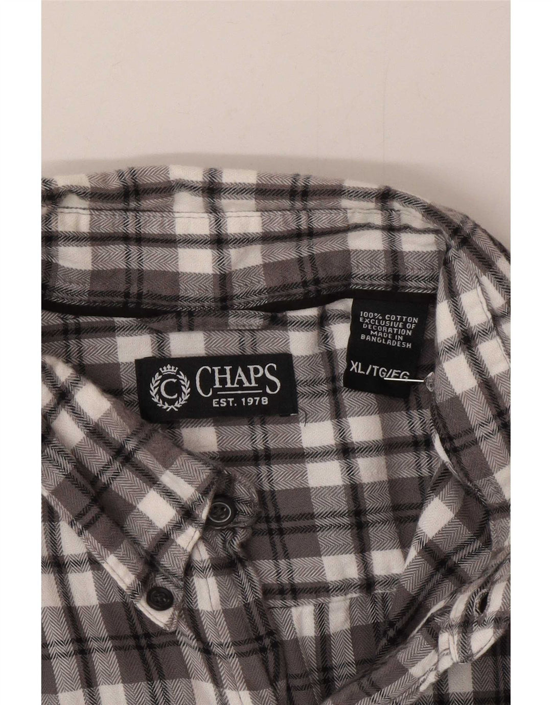Chaps Herren-Flanellhemd XL, grau kariert, Baumwolle