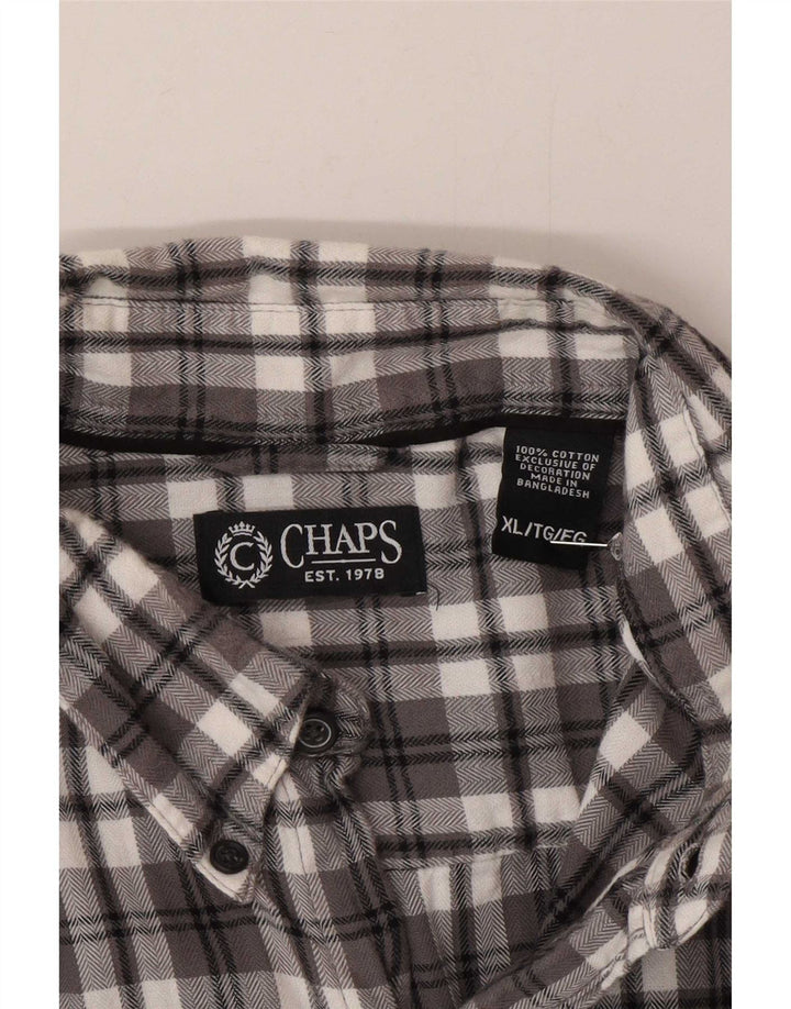 Chaps Herren-Flanellhemd XL, grau kariert, Baumwolle
