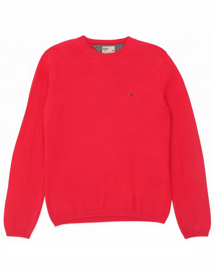 Tommy Hilfiger Herren-Pullover mit Rundhalsausschnitt, mittelrote Baumwolle