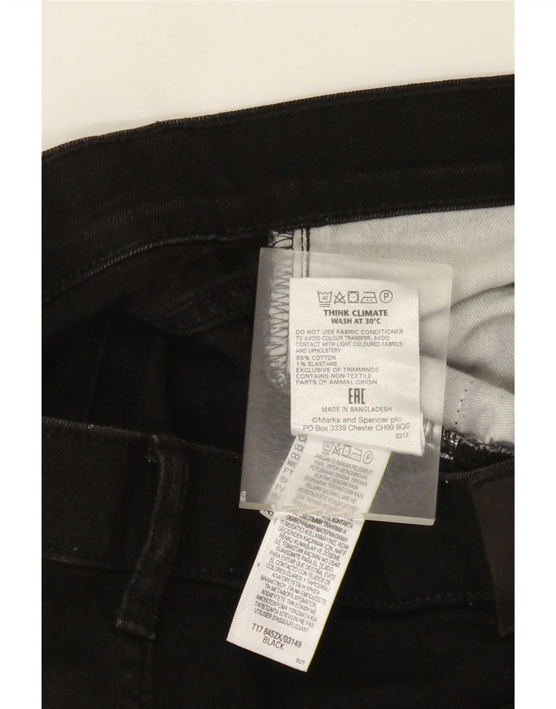 Marks & Spencer Herren-Jeans mit normaler Passform, gerade Passform, W36 L35, schwarze Baumwolle