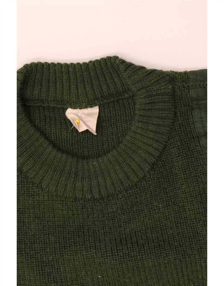 Vintage Herren Pullover mit grafischem Rundhalsausschnitt, IT 50, Mittelgrün