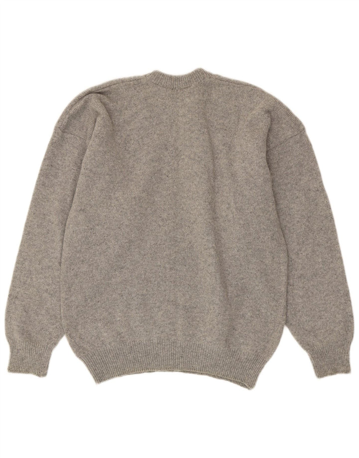 Vintage Herren Pullover mit Rundhalsausschnitt, mittelgrau, geometrisch