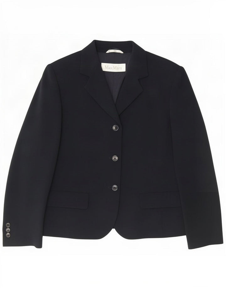 Max Mara Damen 3-Knopf-Blazerjacke IT 44 Medium Navy Blue Rayon