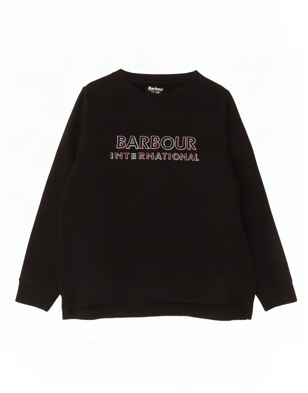 Barbour Womens Graphic Oversized Sweatshirt Pullover UK 18 XL Schwarz Baumwolle