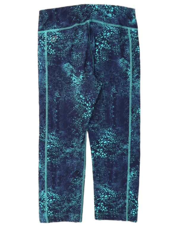 PUMA Damen Capri-Leggings mit abstraktem Muster, UK 12, Mittelblau, Polyester