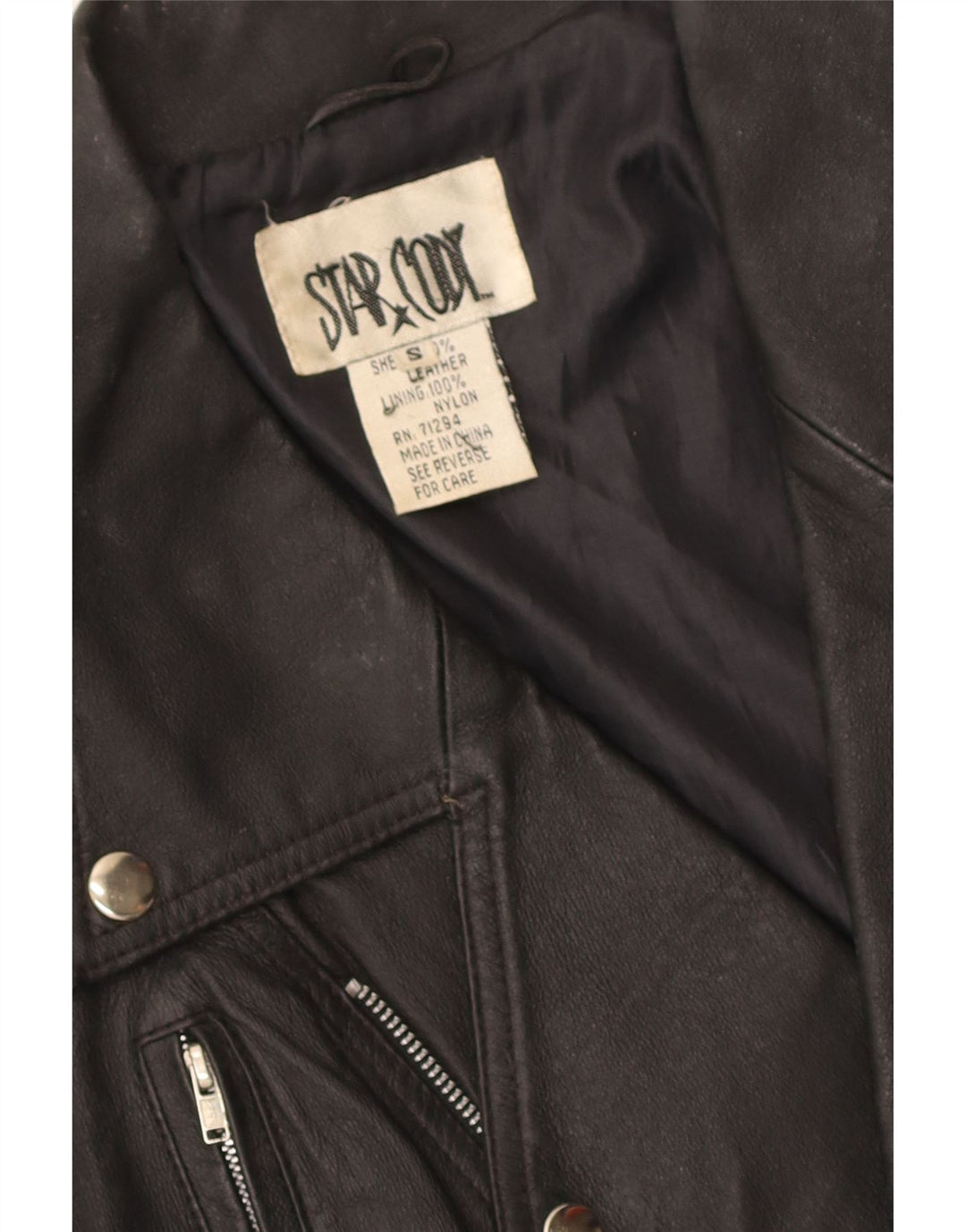 Vintage Damen Crop Leder Bikerjacke UK 10 Kleines schwarzes Leder