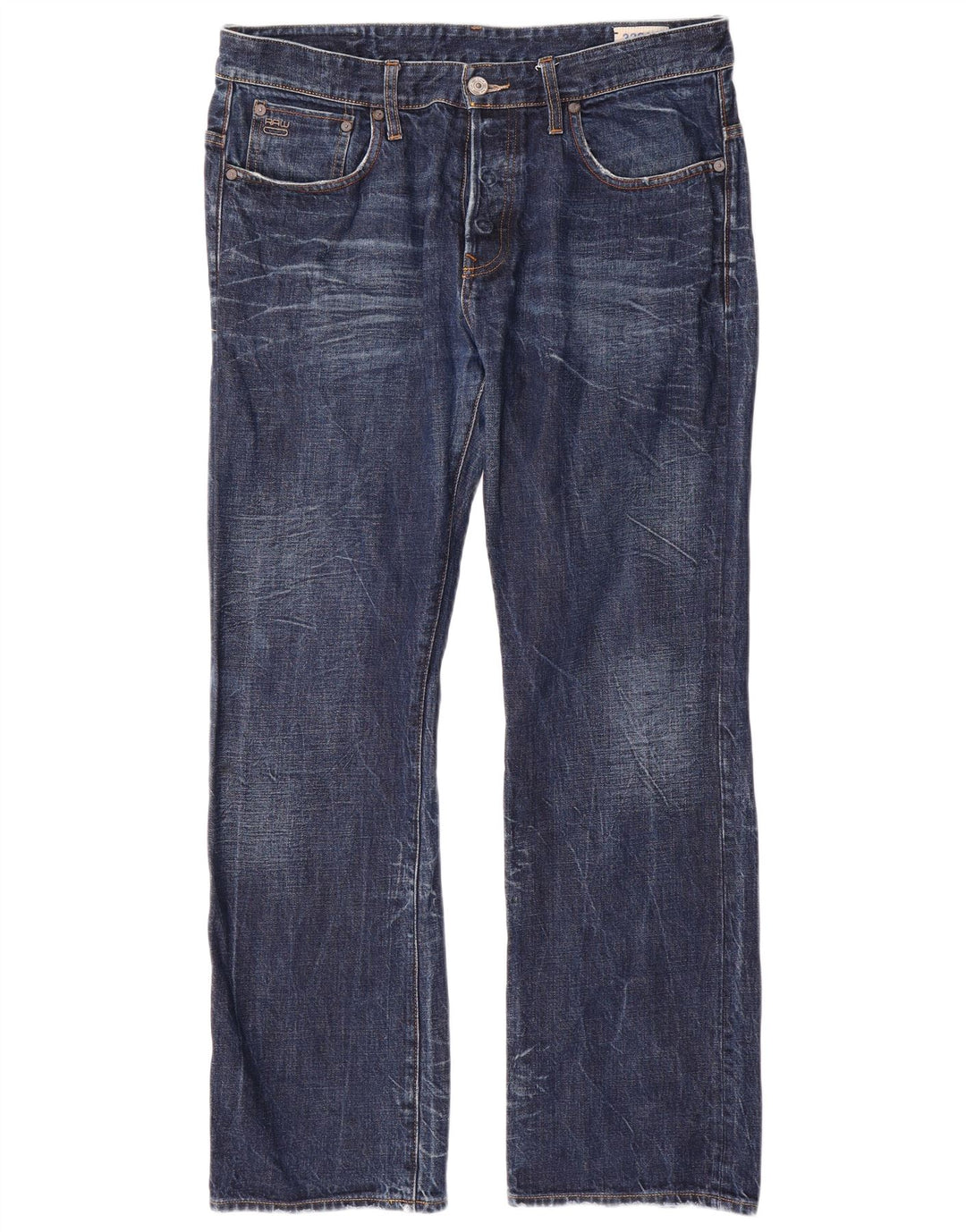 G-Star Herren 3301 Straight Jeans W36 L32 Blaue Baumwolle