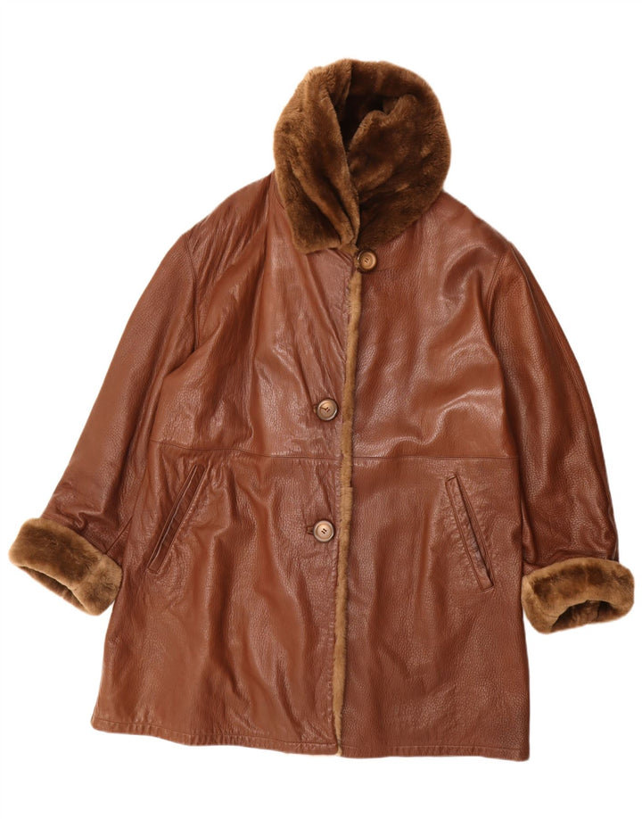 Conbipel Damen Ledermantel UK 14 Großes braunes Leder