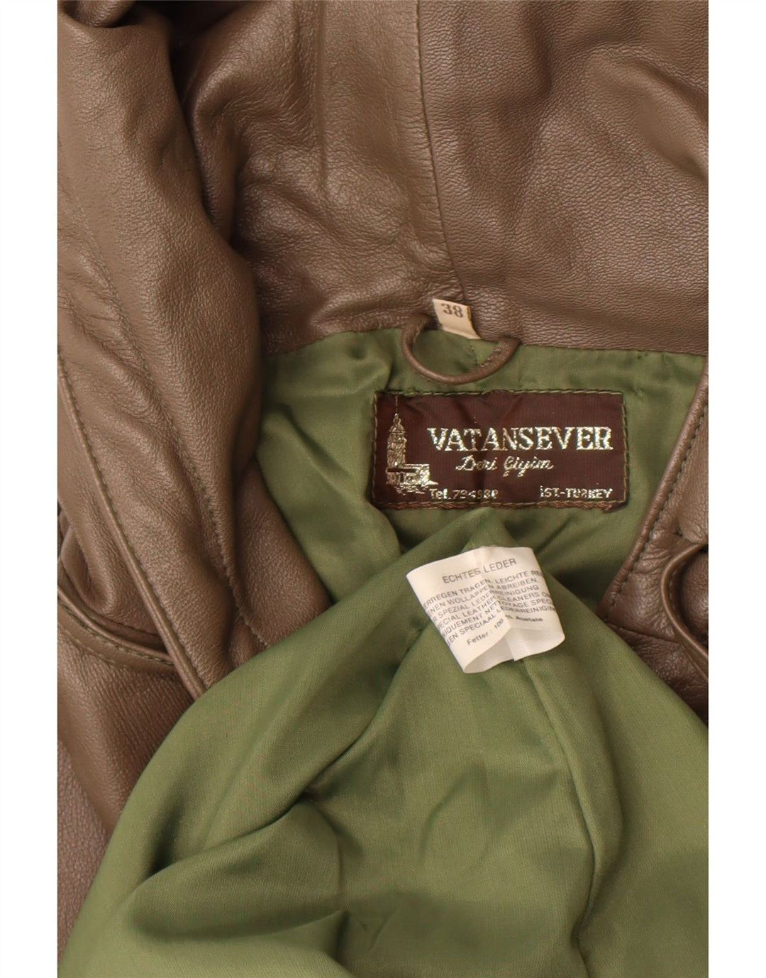 Vintage Damen Ledermantel mit Kapuze EU 38 Mittelbraunes Leder