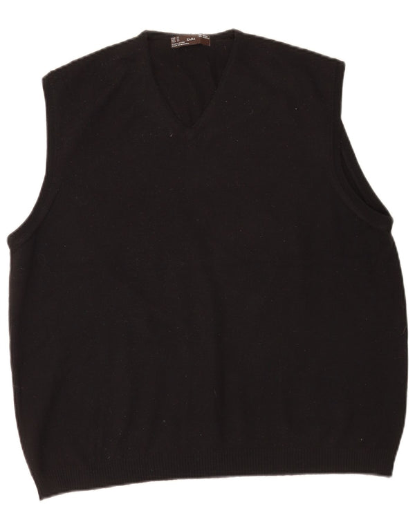 Zara Damen Weste Tank Top UK 18 XL Schwarze Wolle