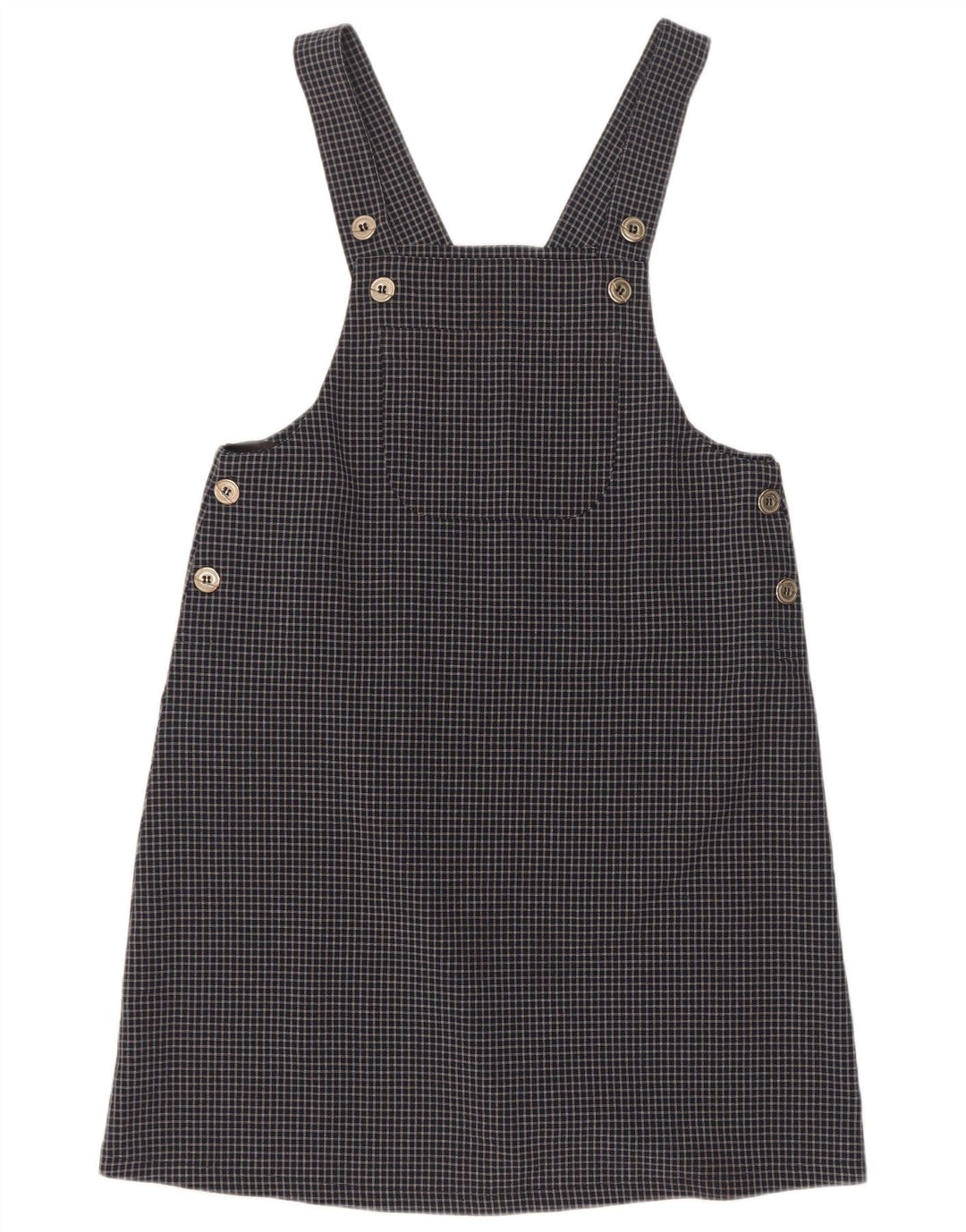 Vintage Damen Latzkleid UK 12 Medium Navy Blue Check