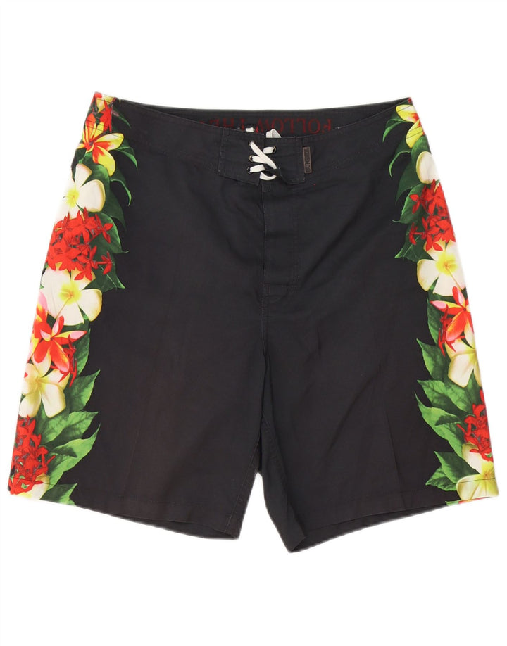 SUNDEK Herren-Badeshorts aus mittelgrauem, geblümtem Polyester