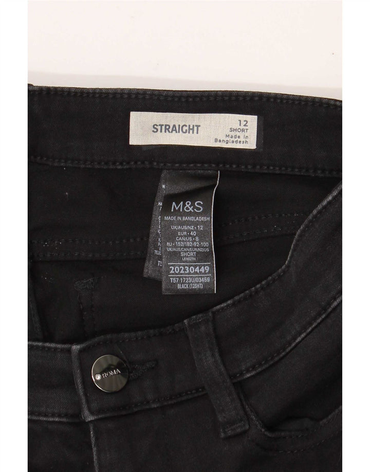 Marks & Spencer Damen kurze gerade Jeans UK 12 Medium W28 L29 Schwarz
